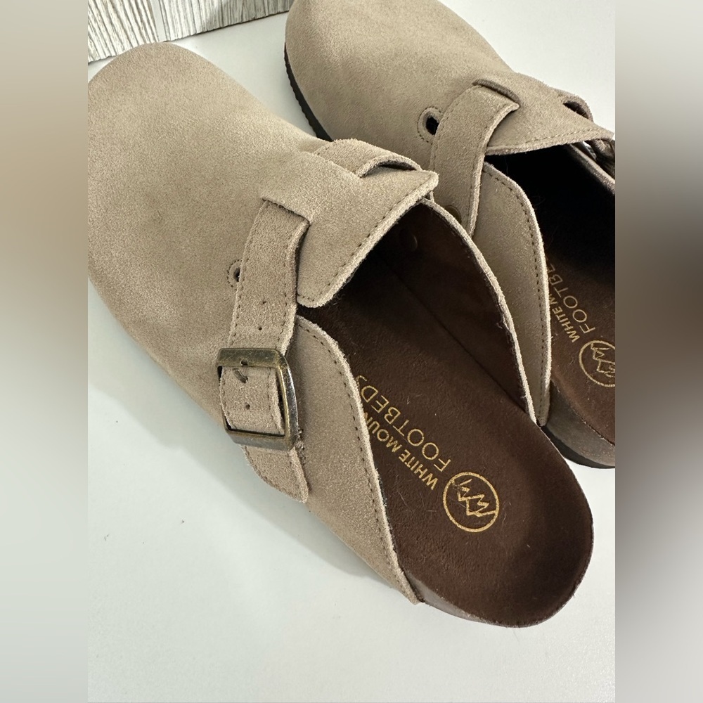 NEW! LEATHER White Mountain Clogs Mules Slip On Shoes NWT Size 8 Beige Women - Picture 4 of 12